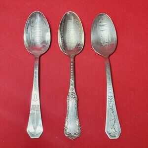 Chicago Kansas City Collectible Silverplated Commemorative Spoons Set of 3
